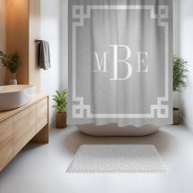 Clé grecque gris clair et blanc | Monogrammé