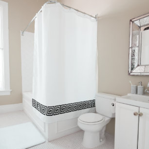 Rideaux De Douche Clé grecque noire et blanche