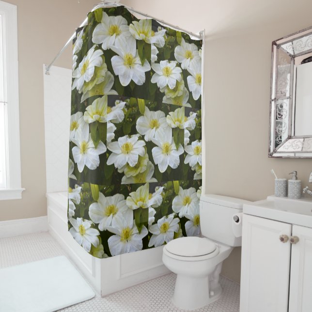 Rideaux De Douche Clematis blanc doux (En situation)