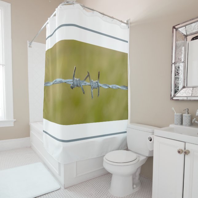 Rideaux De Douche Clôture de fil barbelé - avec du blanc - (En situation)