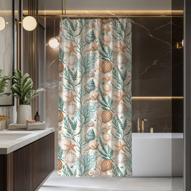 Rideaux De Douche Coastal Living Curtain Soft Blue and Ivory Design (Coastal Living Curtain Soft Blue and Ivory Design)