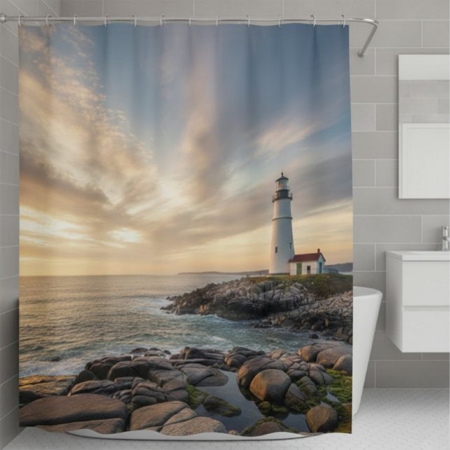 Rideaux De Douche Coastal Serenity Lighthouse Shower Curtain (Créateur téléchargé)