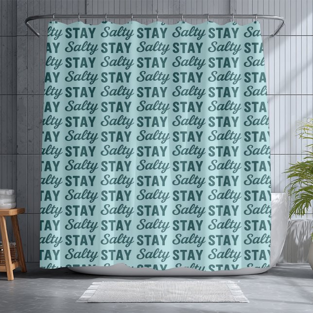 Rideaux De Douche Coastal Teal Blue Stay Salty Graphic Beach Decor  (Créateur téléchargé)