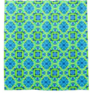 Rideaux De Douche Cobalt Blue et Lime Green Tie Dye Motif