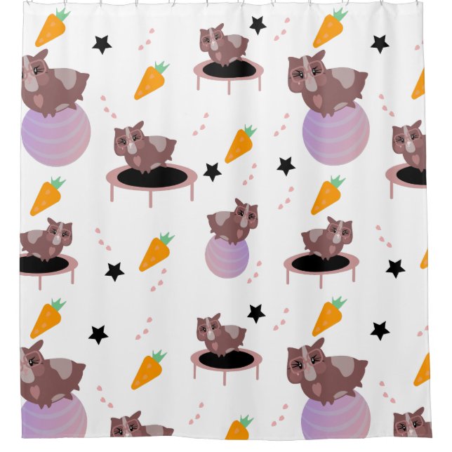 Rideaux De Douche Cochons d'Inde mignons en exercice (Devant)