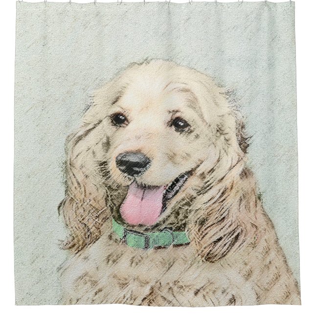 Rideaux De Douche Cocker Spaniel Buff Peinture - Art Chien original (Devant)