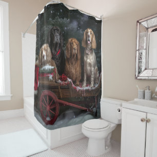 Rideaux De Douche Cocker Spaniel Snowy Sleigh Décor de Noël