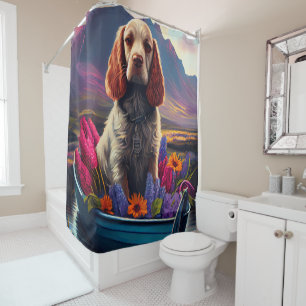 Rideaux De Douche Cocker Spaniel sur une pagaie : une aventure Pitto