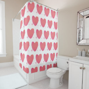 Rideaux De Douche Coeur d'aquarelle rose