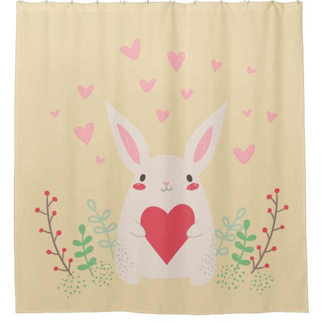 Rideaux De Douche Coeur de lapin mignon valentine (Devant)
