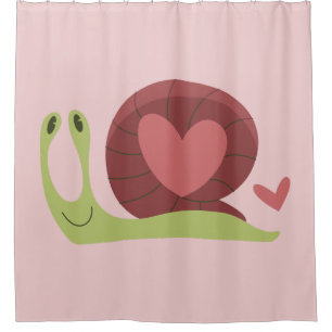 Rideaux De Douche coeur de l'escargot amour valentines mignonette