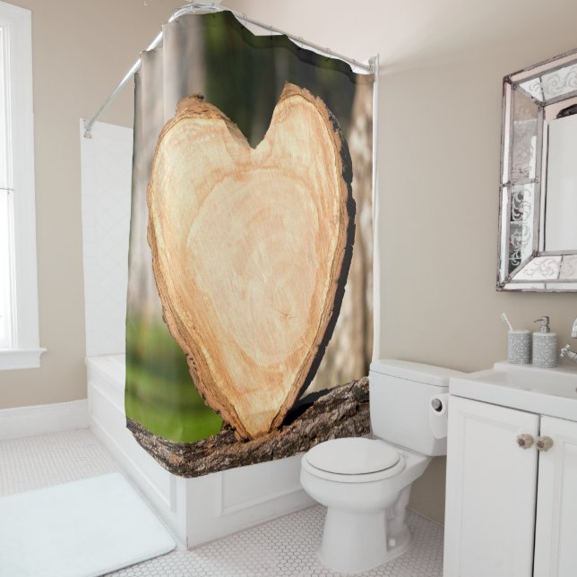 Rideaux De Douche coeur en bois (En situation)