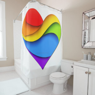 Rideaux De Douche Cœur en forme de SlipperyJoe arc-en-ciel rouge ora