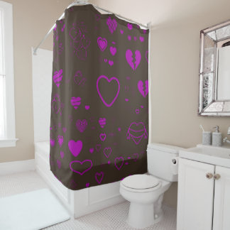 Rideaux De Douche Coeur mignon Magenta moderne
