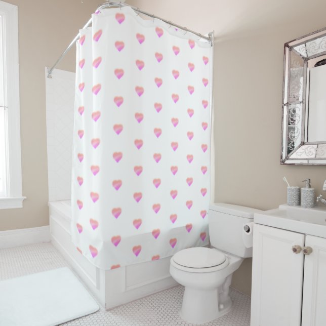 Rideaux De Douche cœur rose (En situation)