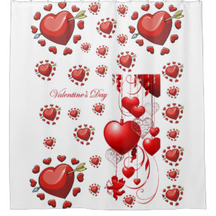 Rideaux De Douche coeur rouge amour valentines rouge blanc
