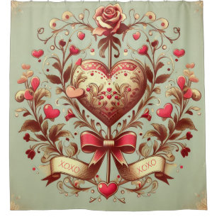 Rideaux De Douche Coeur vintage Valentine's day xoxo