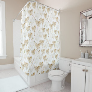 Rideaux De Douche Coeurs Boho de crème Brown