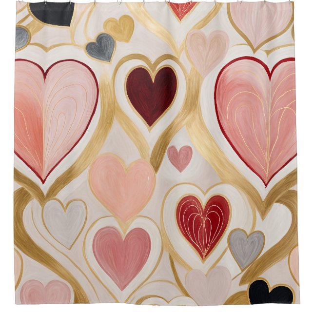 Rideaux De Douche Coeurs d'amour (Devant)