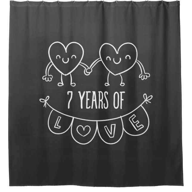 Rideaux De Douche Coeurs de calèche-cadeaux du 7e anniversaire (Devant)