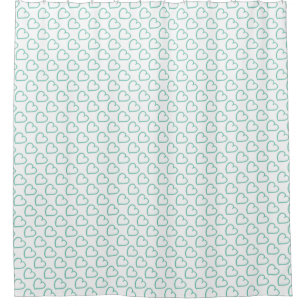 Rideaux De Douche Coeurs dessinés à la main motif bleu turquoise sur