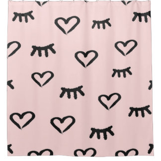 Rideaux De Douche Coeurs et yeux : Grunge Sketch Vintage