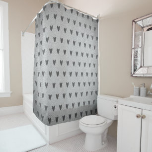 Rideaux De Douche Cœurs fantaisistes toile de jute grise maison de f
