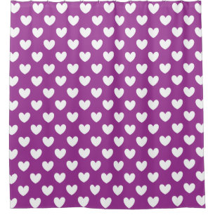 Rideaux De Douche Coeurs polka blanc sur violet