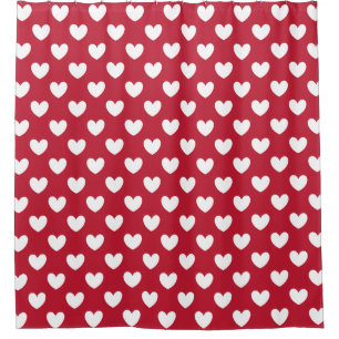 Rideaux De Douche Coeurs polka blancs et rouges