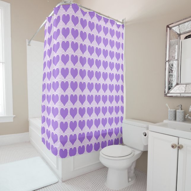 Rideaux De Douche Coeurs pourpres (En situation)