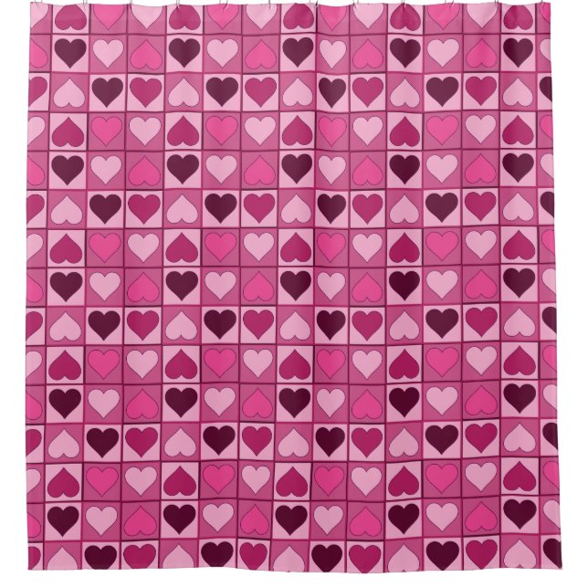 Rideaux De Douche Coeurs romantiques roses haut et bas (Devant)
