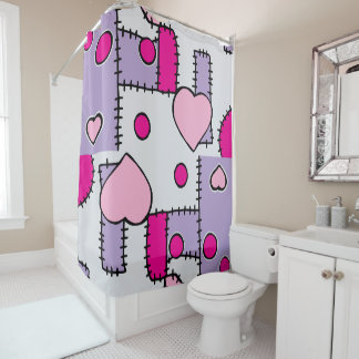 Rideaux De Douche Cœurs roses et formes fantaisistes mignonnes