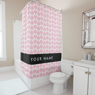 Rideaux De Douche Coeurs roses, Romantique, Votre Nom, Personnaliser