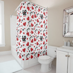 Rideaux De Douche Cœurs Rouges Motif Saint-Valentin