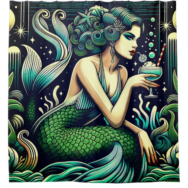 Rideaux De Douche "Coiffure au Mermaid Lounge" (Devant)