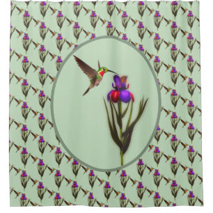 Rideaux De Douche Colibri Et Fleur Iris