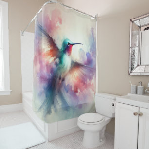 Rideaux De Douche Colibri gracieux en aquarelle