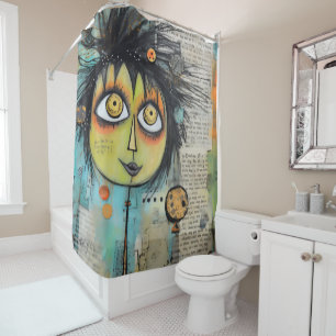 Rideaux De Douche Collage Art Girl Lady 3