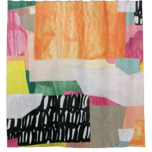 Rideaux De Douche Collage art, moderne coloré abstrait.