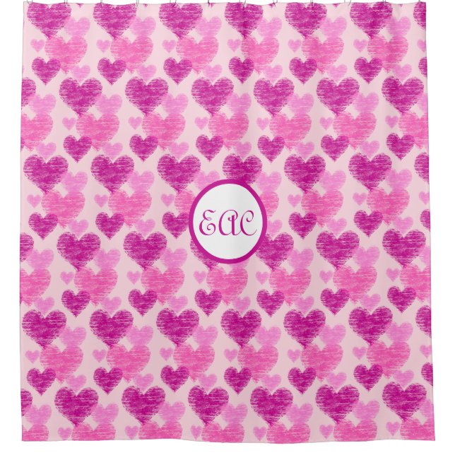 Rideaux De Douche Collage Coeur rose en relief (Devant)