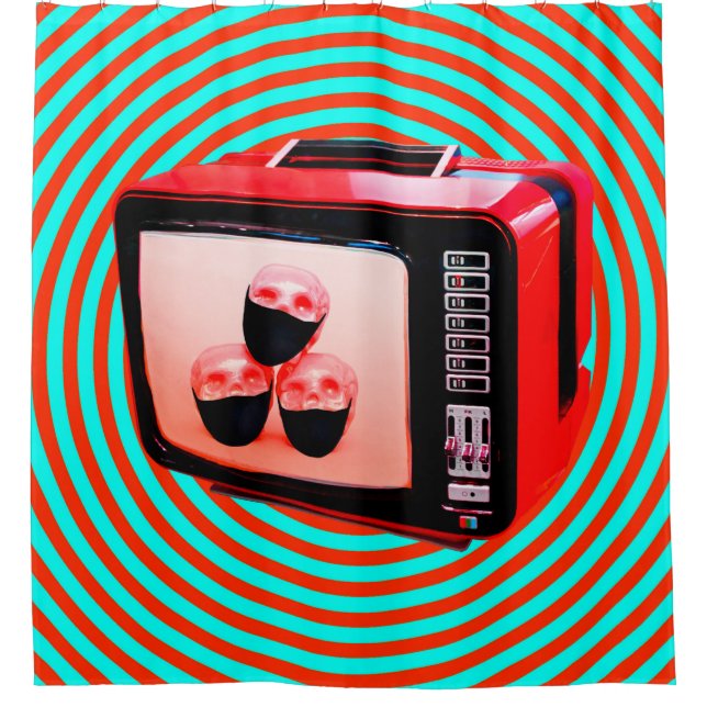 Rideaux De Douche Collage d'art contemporain. Actualités TV Corona v (Devant)