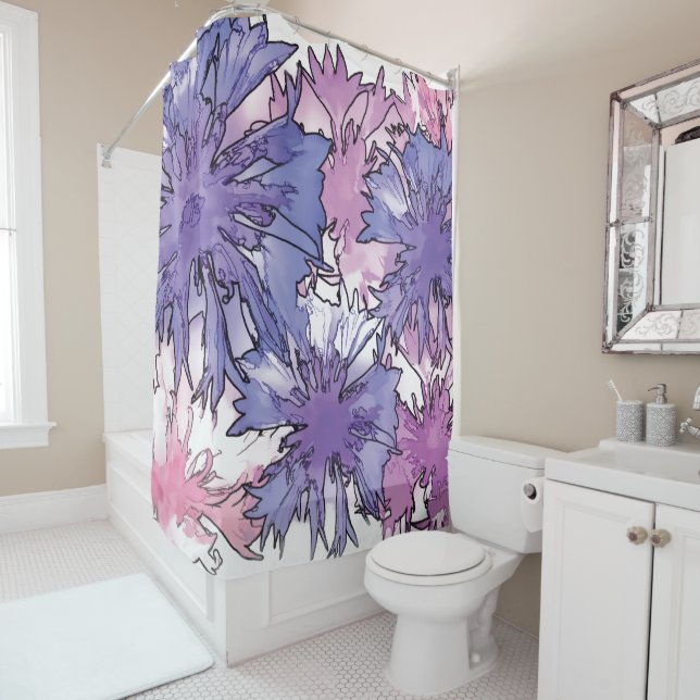 Rideaux De Douche Collage de Cornflower (En situation)