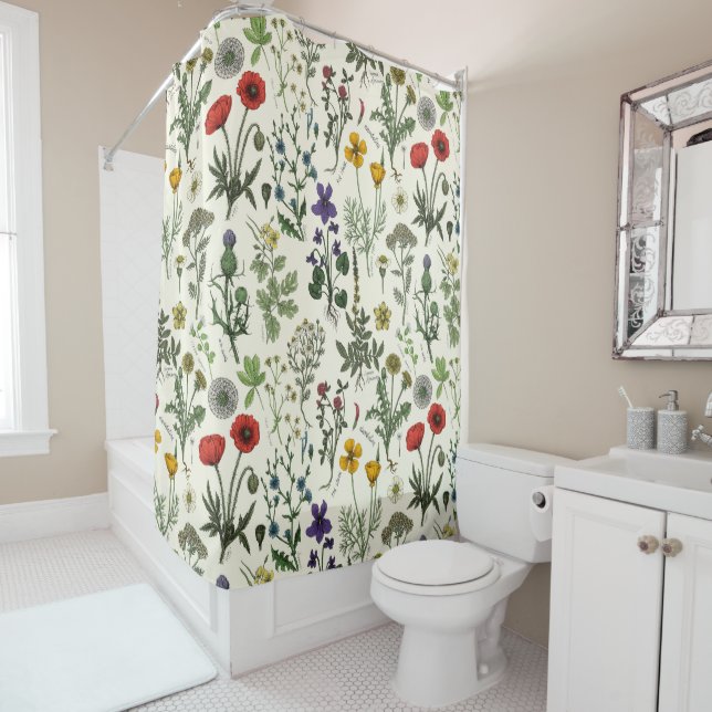 Rideaux De Douche Collage de fleurs sauvages (En situation)