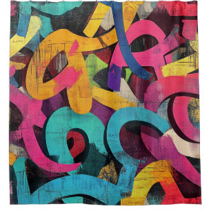 Rideaux De Douche Collage de graffiti urbain avec des couleurs vives