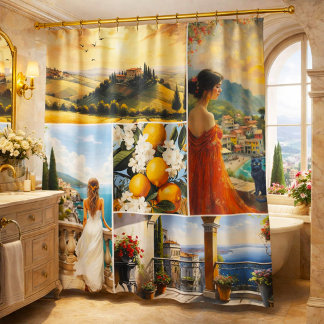 Rideaux De Douche Collage de la Riviera italienne et de la côte d'Am