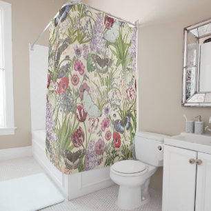Rideaux De Douche Collage des fleurs vintages et des papillons