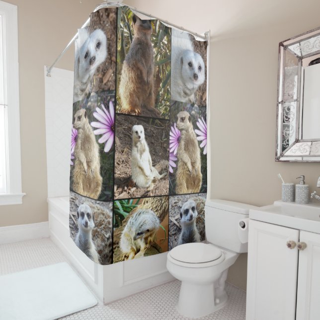 Rideaux De Douche Collage photo de Meerkat, (En situation)