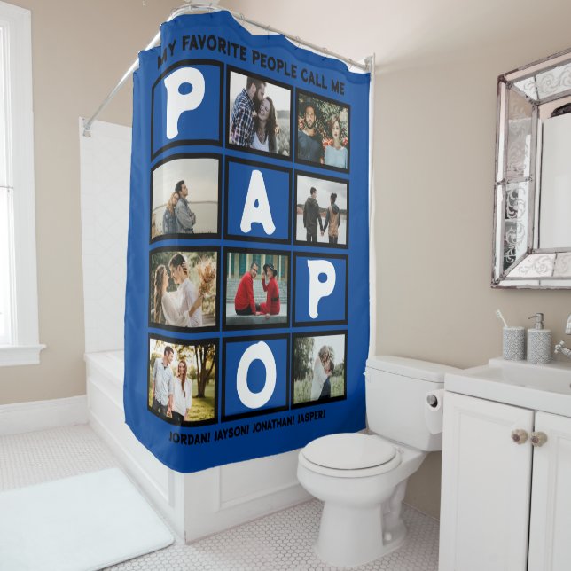 Rideaux De Douche Collage photo Grandpa Papo 8 (En situation)
