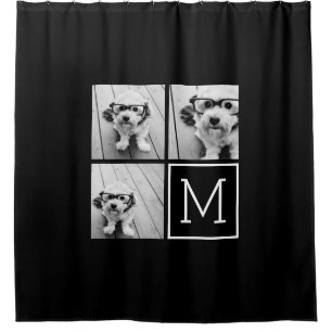 Rideaux De Douche Collage photo noir et blanc avec Monogramme