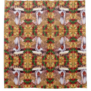 Rideaux De Douche Collage vintage Retro avec dentelle et fleurs
